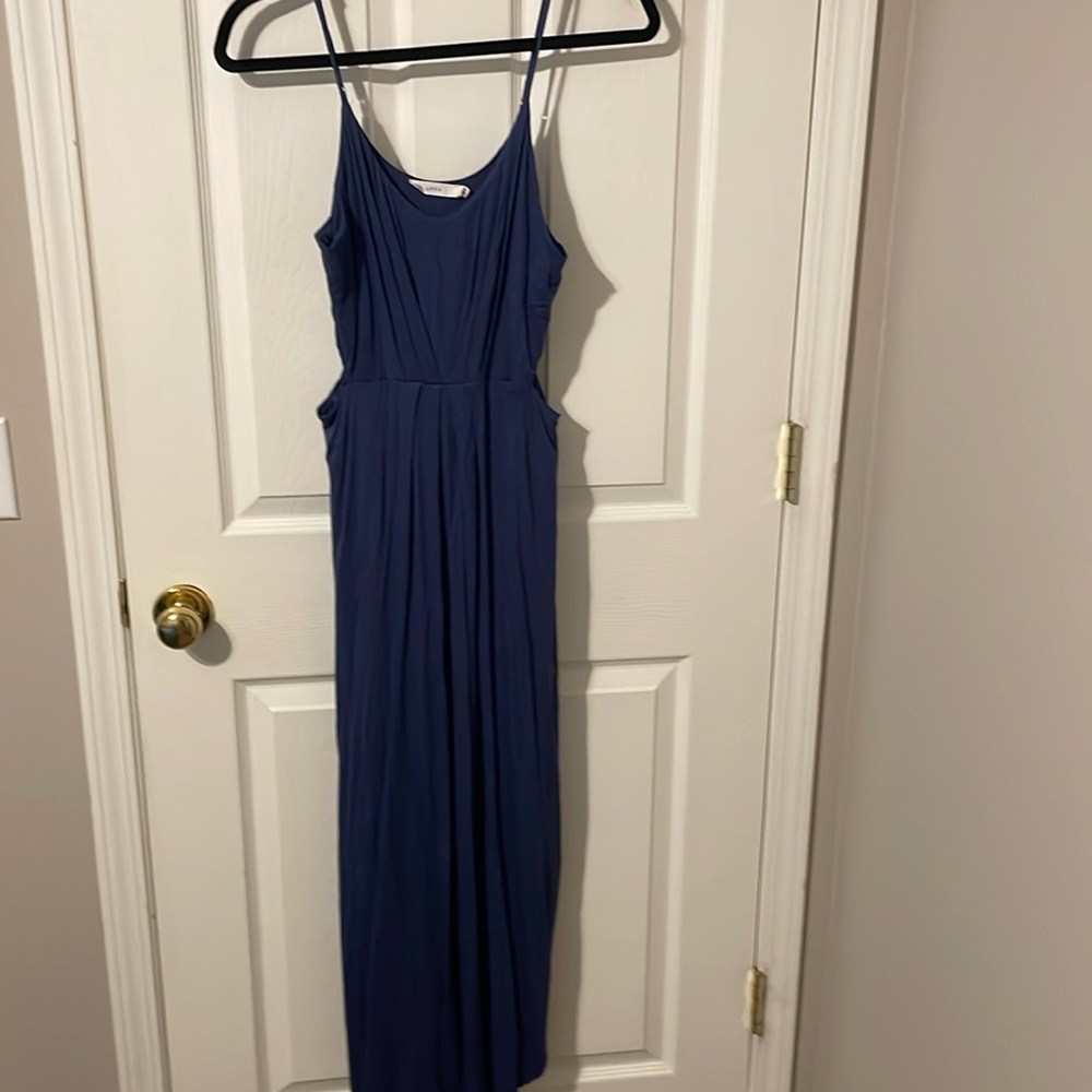 EUC Soft, blue maxi T-shirt, dress with side cutouts